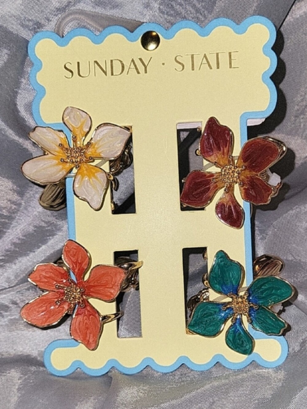 Sunday State Floral Hair Clips Brand New On Card TL Rt LP